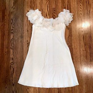 Marchesa Dress White Off the Shoulder Floral Trim